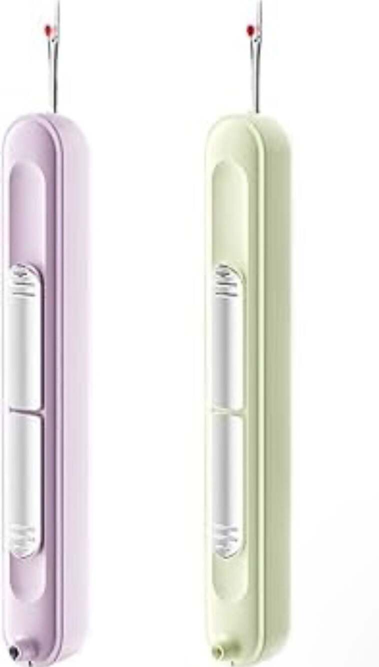 2-in-1 Retractable Seam Ripper and Needle Threader Sewing Tool Purple or Green